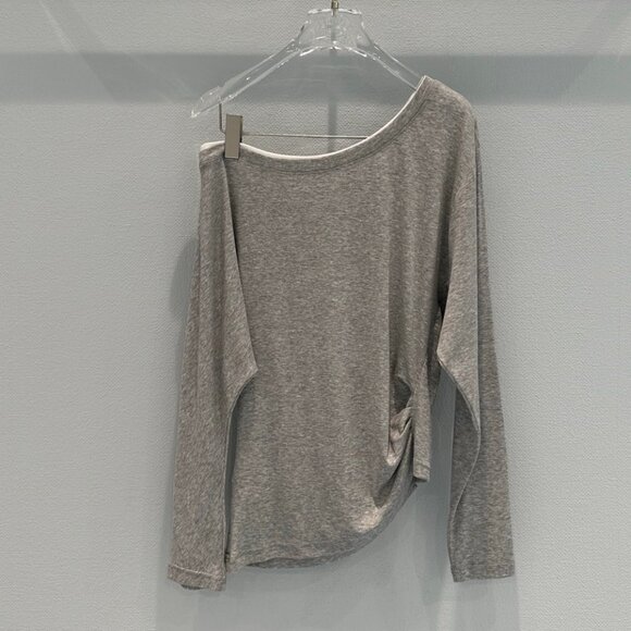 ANN ANDELMAN lettered diamond off-the-shoulder long-sleeved T-shirt - Picture 6 of 6